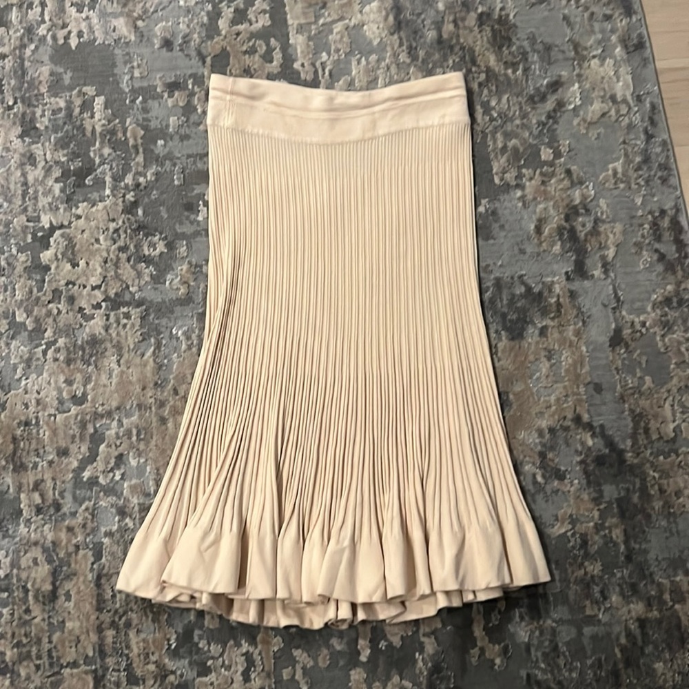 Donna Karan cream knit midi skirt size m